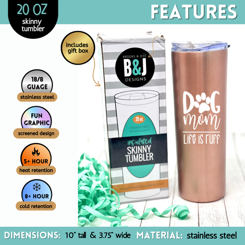 Stainless Steel Insulated Dog Mom and Enthusiast Tumblers