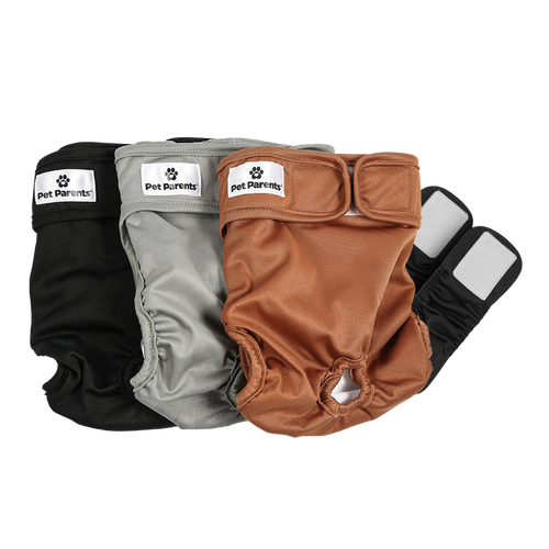 Dog Diapers (3-Pack) + Extendrs®, Washable Dog Diapers