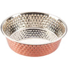 Spot Honeycomb Non Skid Stainless Steel Dog Bowl Hammered Exterior Copper