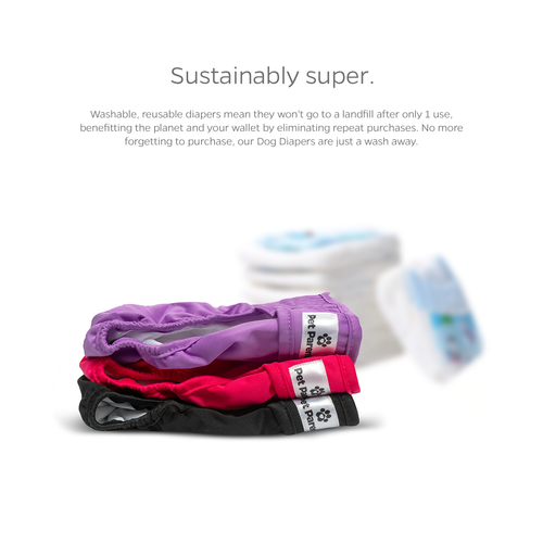 Dog Diapers (3-Pack) + Extendrs®, Washable Dog Diapers