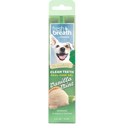 TropiClean Fresh Breath Vanilla Mint Clean Teeth Oral Care Gel For Dogs 2 oz