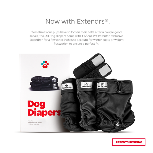 Dog Diapers (3-Pack) + Extendrs®, Washable Dog Diapers