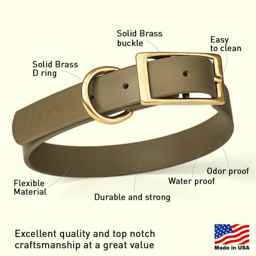 Viper Biothane Waterproof Collar - Brass Hardware