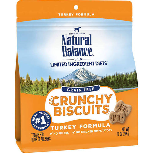 Natural Balance L.I.D. Limited Ingredient Diets Crunchy Biscuits Turkey Formula Dog Treats 10oz