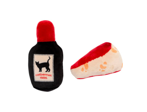 Cheese and Wine Cat Toys, Set Of 2