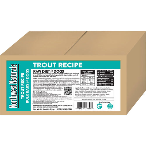 Northwest Naturals Dog Frozen Trout Bars Bulk 25lbs