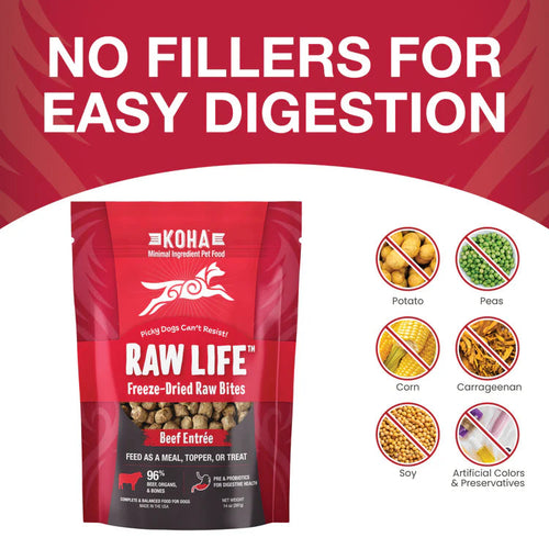 Koha Freeze-Dried Raw Bites Beef Entrée for Dogs